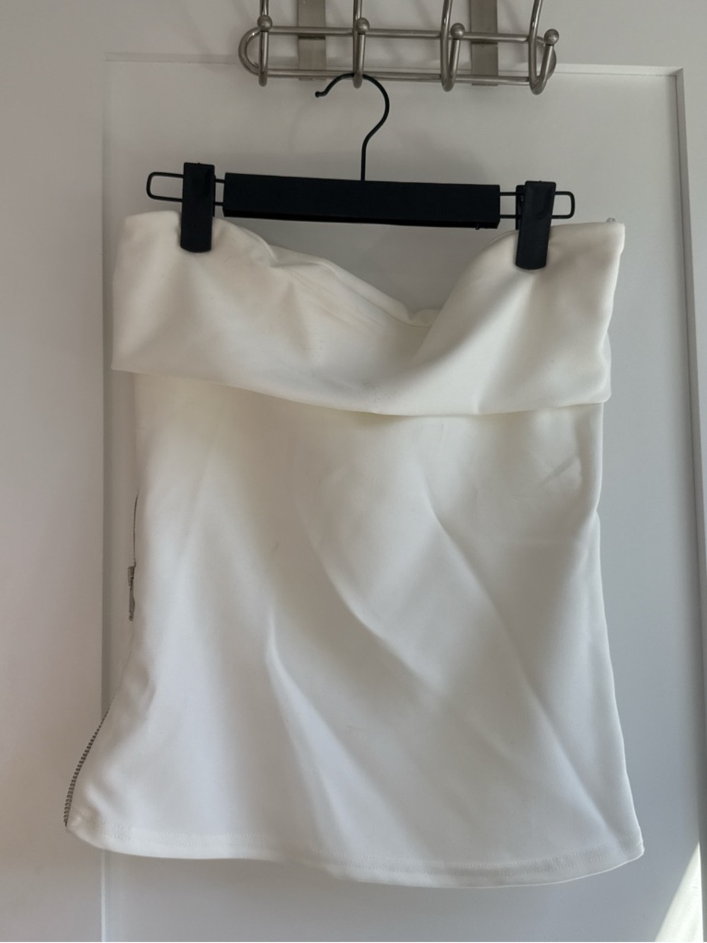 Zara White Strapless Fold-Over Mini Dress